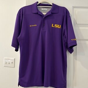 Columbia PFG perfect cast polo LSU purple size small